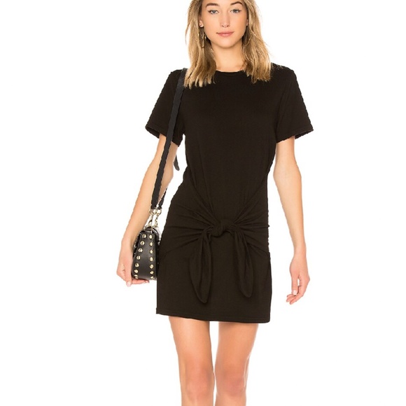 Frame Black Knot Tee Crew Neck Mini Shirt Dress - Picture 1 of 5